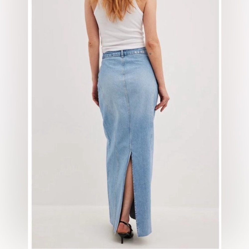 Light Blue Denim Maxi Skirt - Picture 2 of 15
